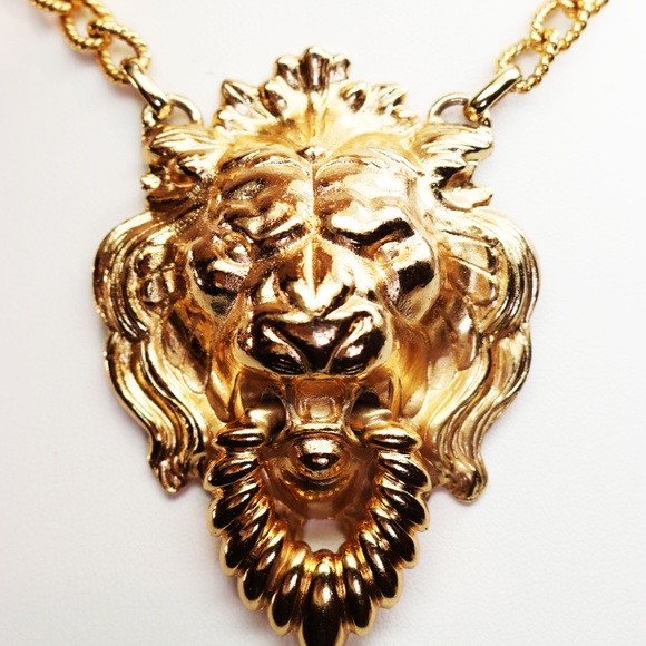 Napier Jewelry - Napier Gold Lion's Head Doorknocker Necklace